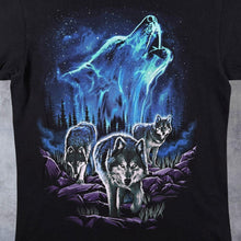 Load image into Gallery viewer, DOM Goth Wolf Animal Wildlife Graphic Black Cotton T-Shirt
