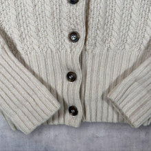 Load image into Gallery viewer, Thomas Farthing Womens Cardigan M Pure New Wool Made Scotland Cable Knit Beige
