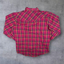 Load image into Gallery viewer, Vintage Ely Plains Cowboy Western Pink Plaid Check Popper Long Sleeve Shirt

