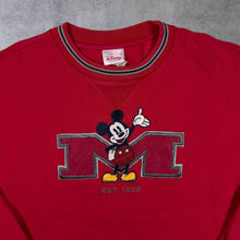 Load image into Gallery viewer, Vintage Disney Store Mickey Mouse Embroidered Red Crewneck Sweatshirt
