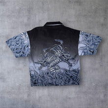 Load image into Gallery viewer, Early 00's BAM Shirt Goth Y2K Traditional Dragon Flame Graphic Black Grey Shirt
