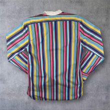 Load image into Gallery viewer, Vintage Ralph Lauren Multi Colour Striped Longline Collarless Long Sleeve Cotton Shirt
