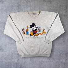 Load image into Gallery viewer, Vintage 90s Disney Mickey Classics Sweatshirt L Genus Made USA Embroidered Grey
