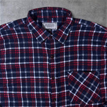 Load image into Gallery viewer, Vintage Pradizo Navy Blue Red Plaid Check Long Sleeve Cotton Flannel Shirt
