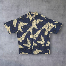 Load image into Gallery viewer, Vintage Campia Moda Hawaiian Tropical Pattern Blue Cream Rayon Shirt
