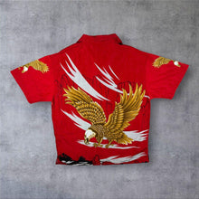 Load image into Gallery viewer, Early 00's Cobra Moda Goth Y2K Golden Eagle Graphic Red Short Sleeve Shirt
