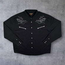 Load image into Gallery viewer, Atlas For Men Cowboy Western Filigree Pattern Black Cotton Long Sleeve Shirt
