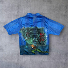 Load image into Gallery viewer, Early 00's Dian Dian Tong Goth Y2K Anime Manga Blue Mesh Short Sleeve Shirt
