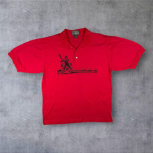 Load image into Gallery viewer, Vintage 90s Sansabelt Sport Baseball Graphic Polo Shirt Red Mens L Single Stitch
