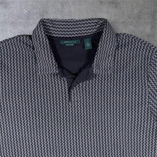 Load image into Gallery viewer, Perry Ellis Pima Cotton Black Grey Geometric Patterned Short Sleeve Polo Shirt
