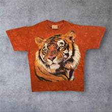 Load image into Gallery viewer, Vintage The Mountain (2000) Tiger Animal Wildlife Graphic Orange Tie Dye T-Shirt
