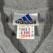 Load image into Gallery viewer, Vintage Adidas Embroidered Mini Centre Logo Grey Short Sleeve V-Neck Ribbed T-Shirt
