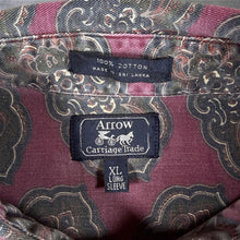 Load image into Gallery viewer, Vintage Arrow Carriage Trade Paisley Patterned Washed Burgundy Cotton Long Sleeve Shirt
