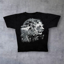 Load image into Gallery viewer, Early 00's REO Lion Tiger T Shirt M Black Double Sided Y2K Animal Graphic Tee
