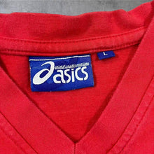 Load image into Gallery viewer, Vintage Asics Classic Embroidered Mini Logo Red Short Sleeve V-Neck T-Shirt
