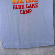 Load image into Gallery viewer, Vintage 80s Blue Lake Camp T Shirt Small Rainbow Single Stitch Made USA Sportswear
