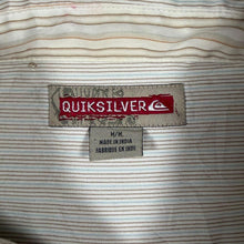 Load image into Gallery viewer, Quiksilver Y2K Mens M Patchwork Stripe Shirt Cream Long Sleeve Surf Skater 00s
