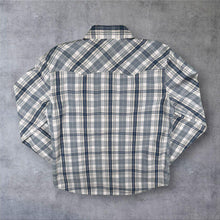 Load image into Gallery viewer, Levis Mens Western Shirt M Grey Plaid Check Pearl Snap Cowboy Modern Fit
