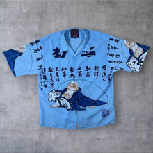Load image into Gallery viewer, Early 00's Southpole Hip Hop Y2K Laughing Buddha Graphic Blue Short Sleeve Shirt
