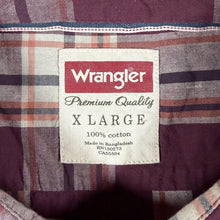 Load image into Gallery viewer, Wrangler Western Burgundy Plaid Check Cotton Long Sleeve Shirt
