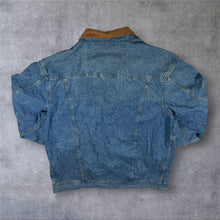Load image into Gallery viewer, Vintage 90's Segrets Sun Prints Suede Effect Collar Blue Denim Barn Chore Jacket

