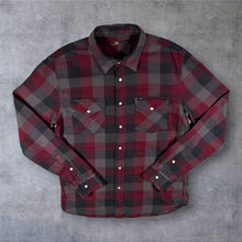 Load image into Gallery viewer, Lee Western Shirt Mens L Burgundy Plaid Check Pearl Snap Cowboy Workwear
