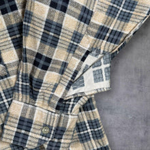 Load image into Gallery viewer, Vintage Mens Beige Grey Plaid Flannel Shirt Grunge Lumberjack Workwear Check XL
