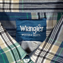 Load image into Gallery viewer, Vintage Wrangler Western Cowboy Blue Green Check Long Sleeve Popper Shirt
