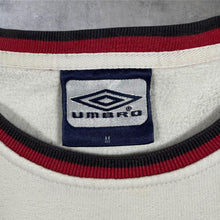Load image into Gallery viewer, Vintage Umbro Sweatshirt Mens M White-Cream Red Black Stripe Y2K Crew Neck

