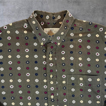 Load image into Gallery viewer, Vintage Natural Issue Khaki Green Patterned Long Sleeve Button-Up Cotton Shirt
