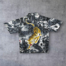Load image into Gallery viewer, Vintage Brother Goth Y2K Tiger Animal Graphic Grey Short Sleeve Shirt
