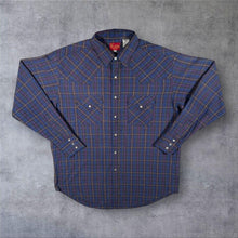 Load image into Gallery viewer, Vintage Ely Plains Western Cowboy Blue Multi Colour Check Long Sleeve Popper Shirt

