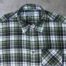 Load image into Gallery viewer, Vintage Lecanto Navy Khaki Yellow Plaid Check Long Sleeve Button-Up Flannel Shirt
