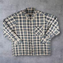 Load image into Gallery viewer, Vintage Mens Beige Grey Plaid Flannel Shirt Grunge Lumberjack Workwear Check XL
