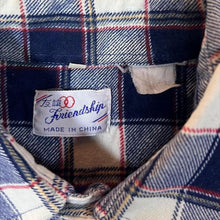 Load image into Gallery viewer, Vintage Friendship Navy White Red Plaid Check Long Sleeve Flannel Shirt
