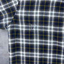 Load image into Gallery viewer, Vintage Worker Black Grey Yellow Check Cotton Long Sleeve Button-Up Flannel Shirt
