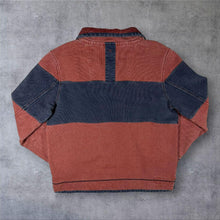 Load image into Gallery viewer, FatFace The Airlie Sweatshirt L Red Navy Colour Block 1/4 Zip Heavy Cotton
