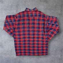 Load image into Gallery viewer, Vintage Mens Red Blue Tartan Plaid Flannel Shirt Double Pocket Workwear Grunge
