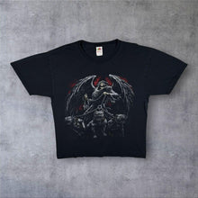 Load image into Gallery viewer, Gothic Fantasy Angel Of Death Dogs Graphic Black Cotton T-Shirt
