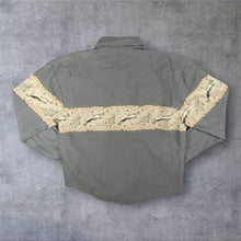 Load image into Gallery viewer, Vintage Roper Cowboy Western Patterned Grey Cotton Long Sleeve Popper Shirt
