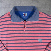 Load image into Gallery viewer, Vintage Deal Washed Red Blue Striped Cotton 1/4 Zip Pullover Sweatshirt
