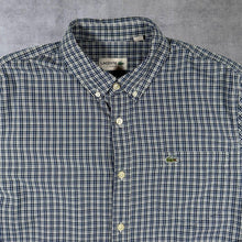 Load image into Gallery viewer, Lacoste "Slim Fit" Navy Blue White Black Check Cotton Button-Down Long Sleeve Shirt
