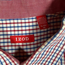 Load image into Gallery viewer, IZOD Mens XL Shirt Red Blue Gingham Check Short Sleeve Button Down Preppy
