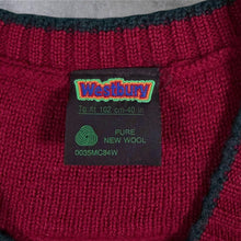 Load image into Gallery viewer, Vintage Westbury Pure New Wool Cable Knit V Neck Jumper Burgundy Mens 40 M
