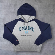 Load image into Gallery viewer, Pro Player "Umaine Black Bears" Embroidered College Raglan Grey Navy Hoodie
