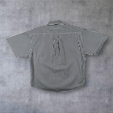 Load image into Gallery viewer, Vintage Tommy Hilfiger Navy Blue White Striped Short Sleeve Button-Down Shirt

