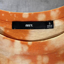 Load image into Gallery viewer, Obey Classic Skater Big Logo Spellout Graphic Orange Tie Dye T-Shirt
