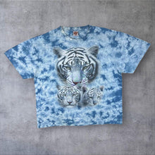 Load image into Gallery viewer, Vintage Rock Eagle White Tiger Animal Wildlife Graphic Blue Tie Dye T-Shirt
