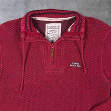 Load image into Gallery viewer, Weird Fish Mini Logo Classic Red Macaroni Knit 1/4 Zip Pullover Sweatshirt
