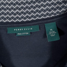Load image into Gallery viewer, Perry Ellis Pima Cotton Black Grey Geometric Patterned Short Sleeve Polo Shirt
